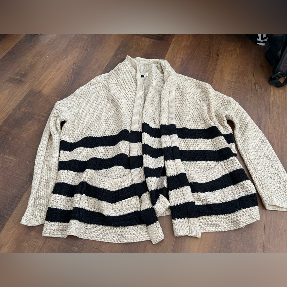 BDG Cream and Black Striped Cardigan